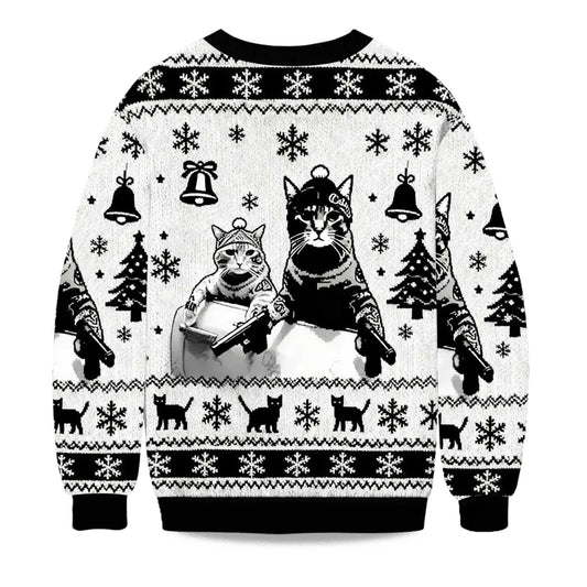 2026 Funny Cat Gang Christmas Ugly Sweater Moonbestprint