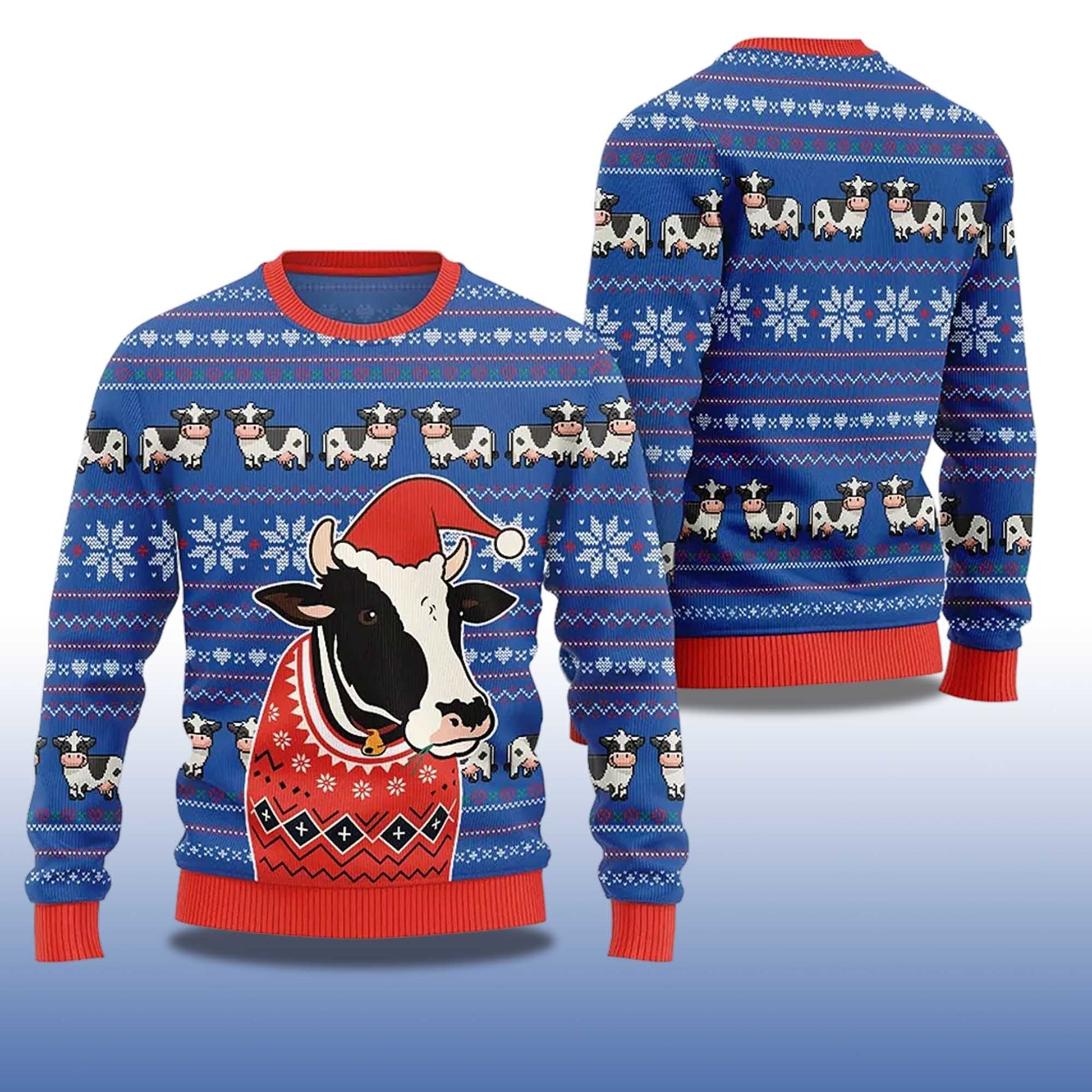 2026 Funny Cow Ugly Christmas Sweater Moonbestprint
