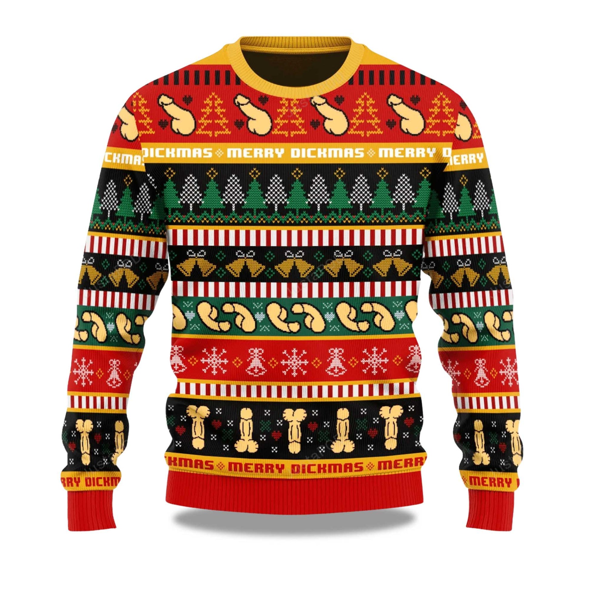 2026 Funny Dick Pattern Christmas Ugly Sweater Moonbestprint