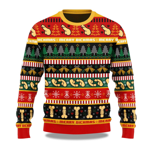 2026 Funny Dick Pattern Christmas Ugly Sweater Moonbestprint