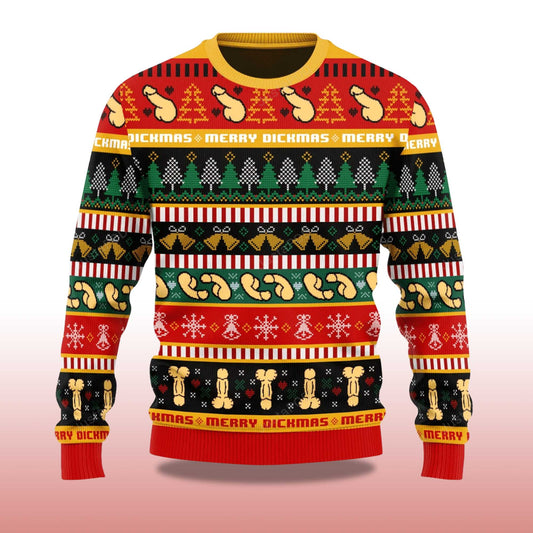 2026 Funny Dick Pattern Christmas Ugly Sweater Moonbestprint