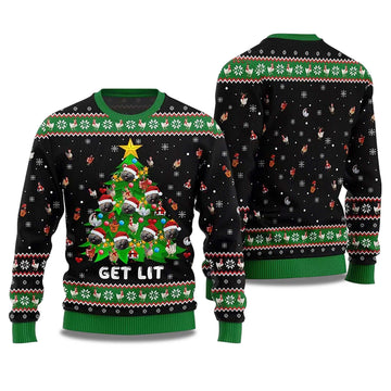 2026 Get Lit Cat Ornament On Christmas Tree Ugly Christmas Sweater Moonbestprint