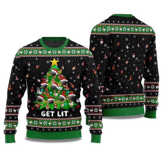 2026 Get Lit Cat Ornament On Christmas Tree Ugly Christmas Sweater Moonbestprint