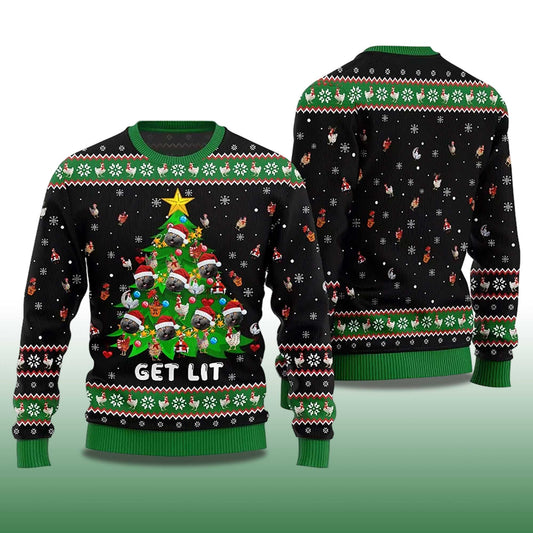 2026 Get Lit Cat Ornament On Christmas Tree Ugly Christmas Sweater Moonbestprint