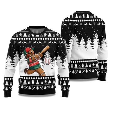 2026 Gingerbread Baseball Ugly Christmas Sweater Moonbestprint