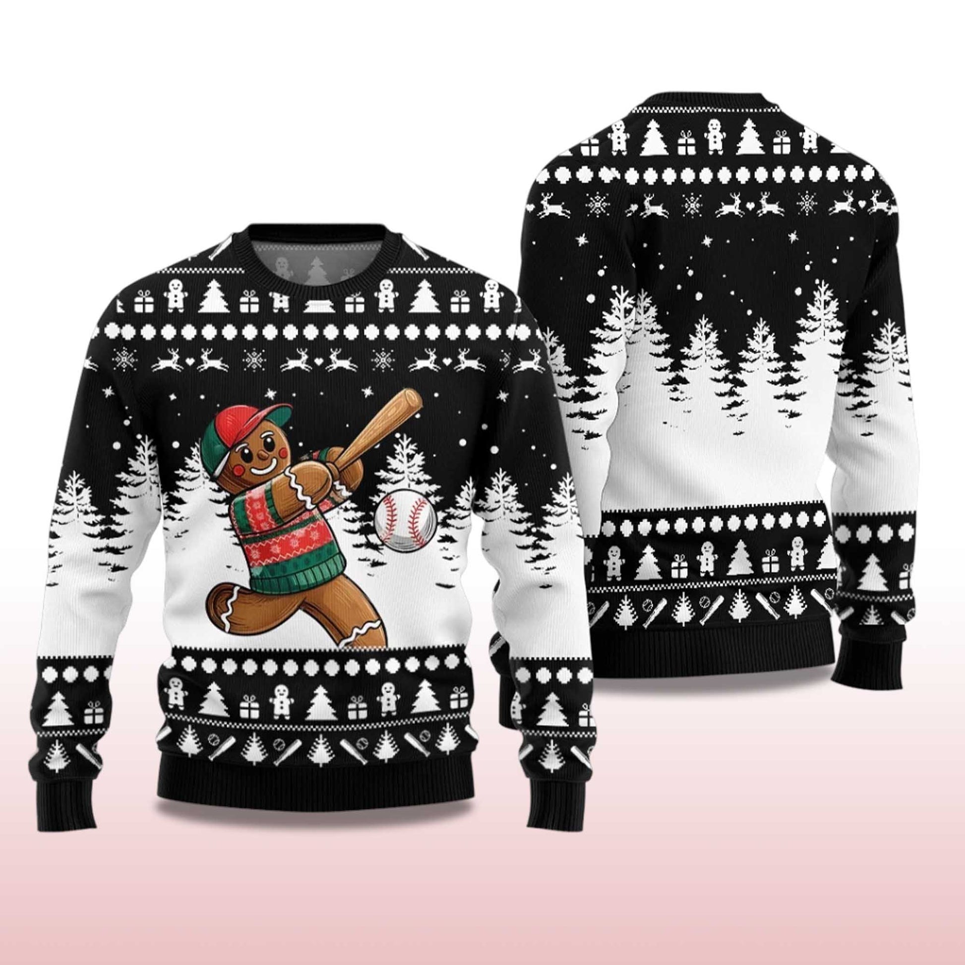 2026 Gingerbread Baseball Ugly Christmas Sweater Moonbestprint