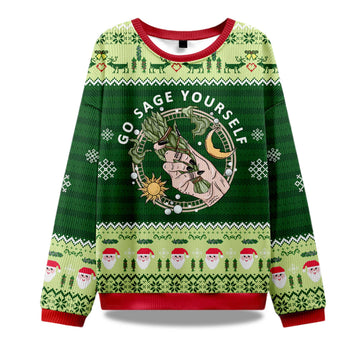 2026 Go Sage Yourself Ugly Christmas Sweater Moonbestprint