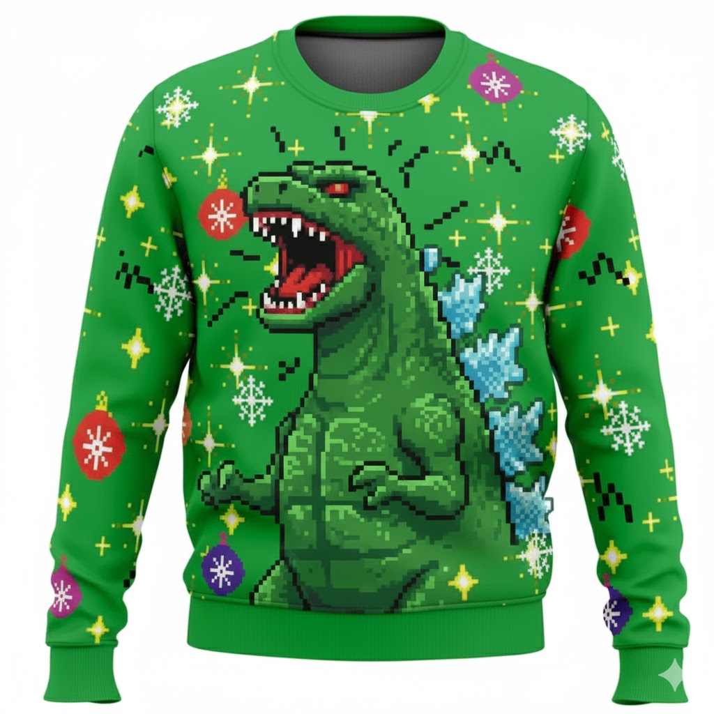 2025 Godzilla Tree Christmas Ugly Sweater Green – Moonbestprint