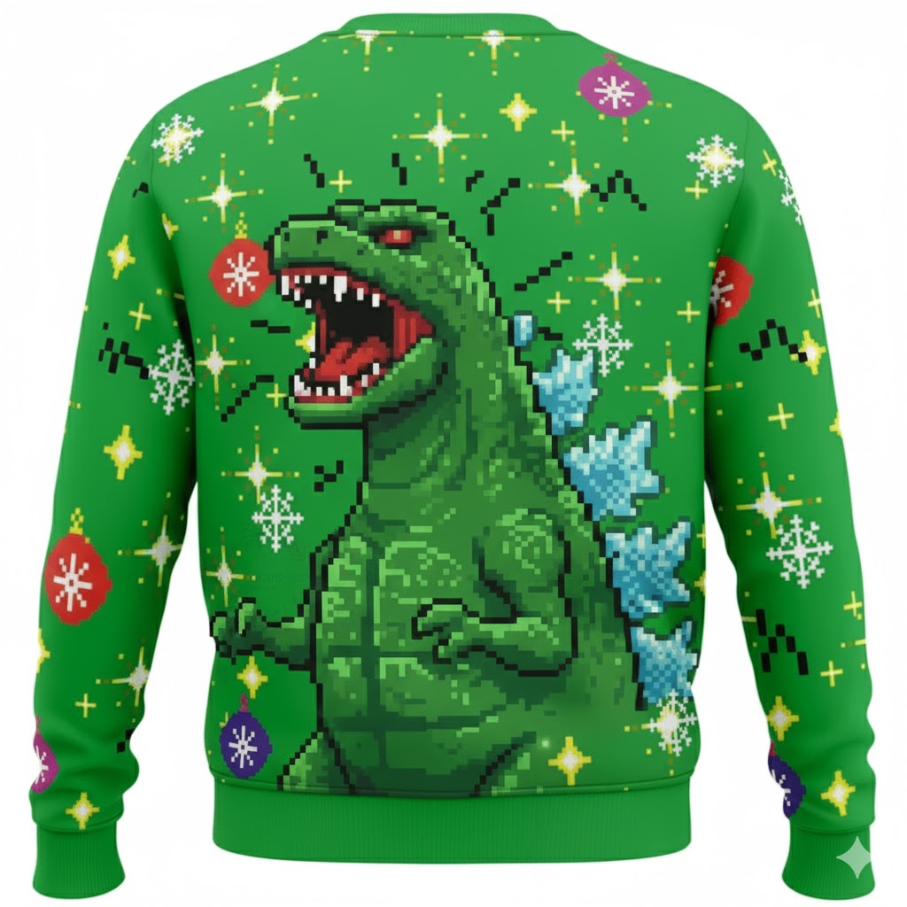 2025 Godzilla Tree Christmas Ugly Sweater Green – Moonbestprint