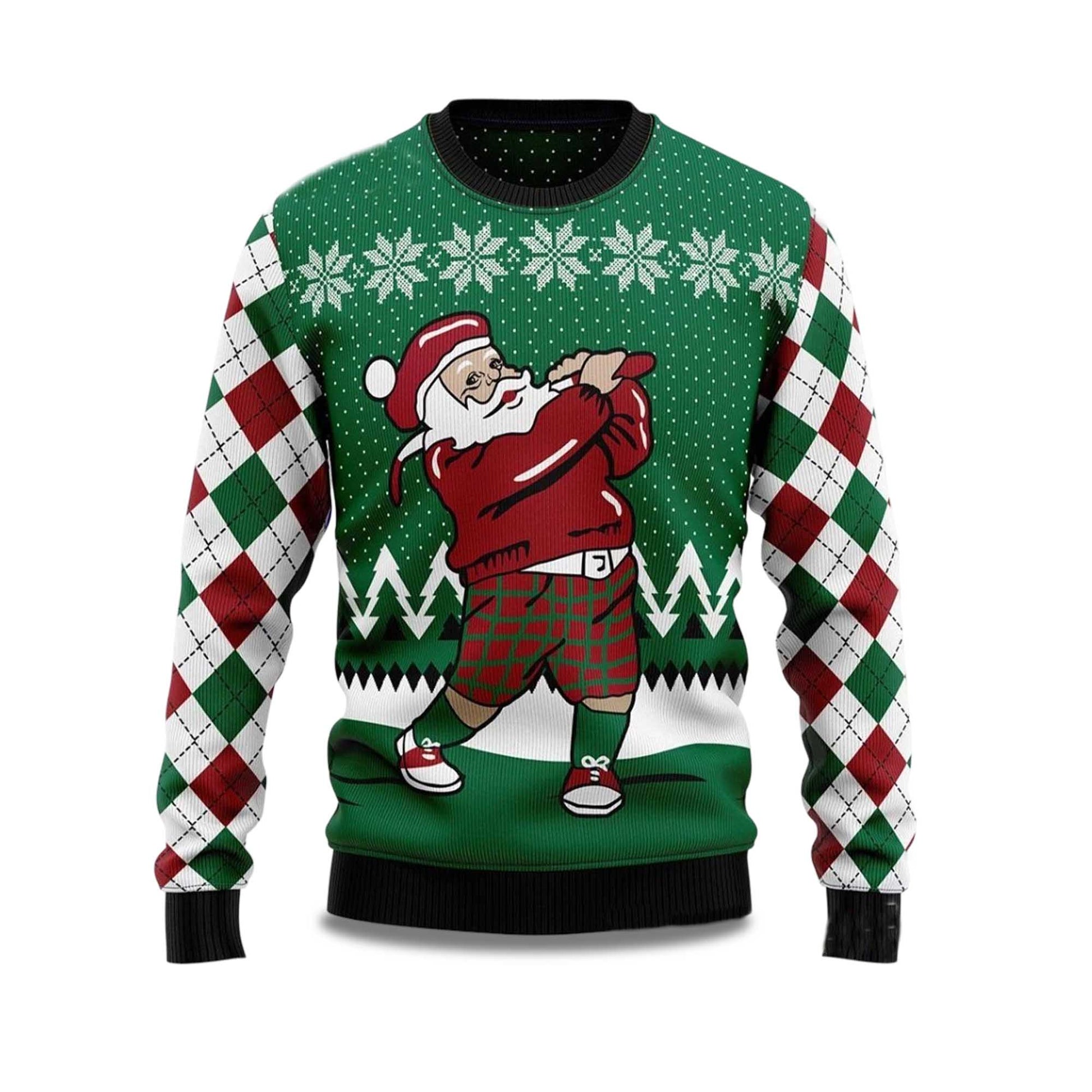 2026 Golfer Santa Ugly Christmas Sweater Moonbestprint