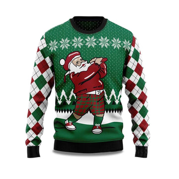 2026 Golfer Santa Ugly Christmas Sweater Moonbestprint