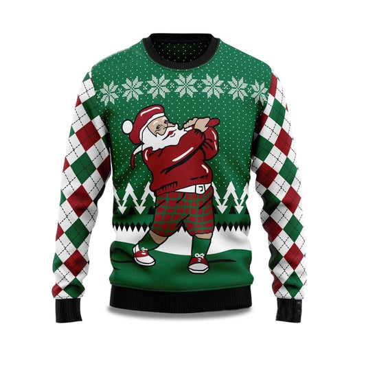2026 Golfer Santa Ugly Christmas Sweater Moonbestprint