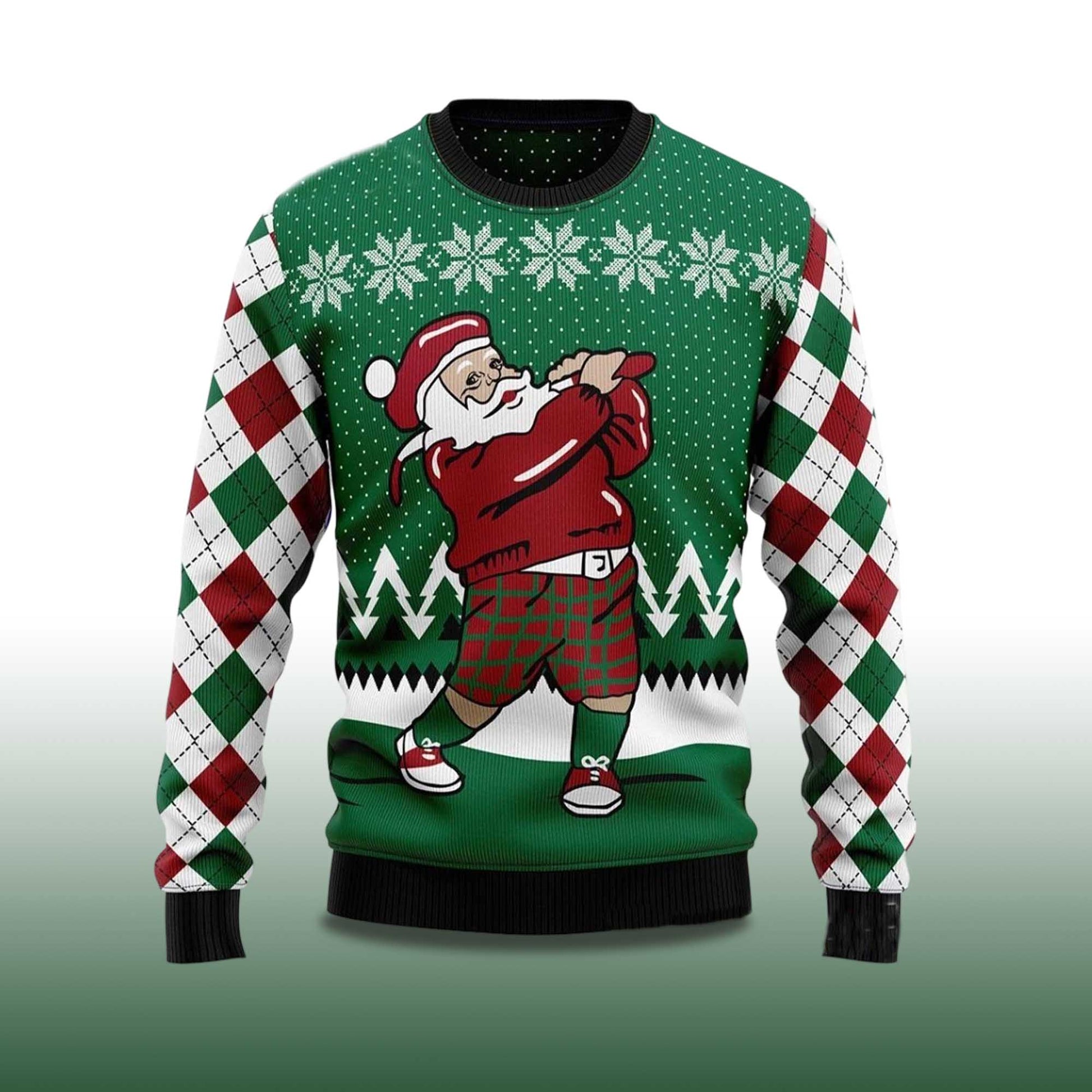 2026 Golfer Santa Ugly Christmas Sweater Moonbestprint
