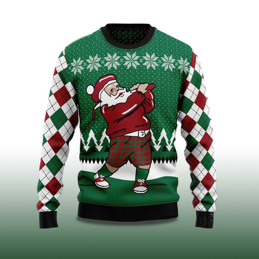 2026 Golfer Santa Ugly Christmas Sweater Moonbestprint