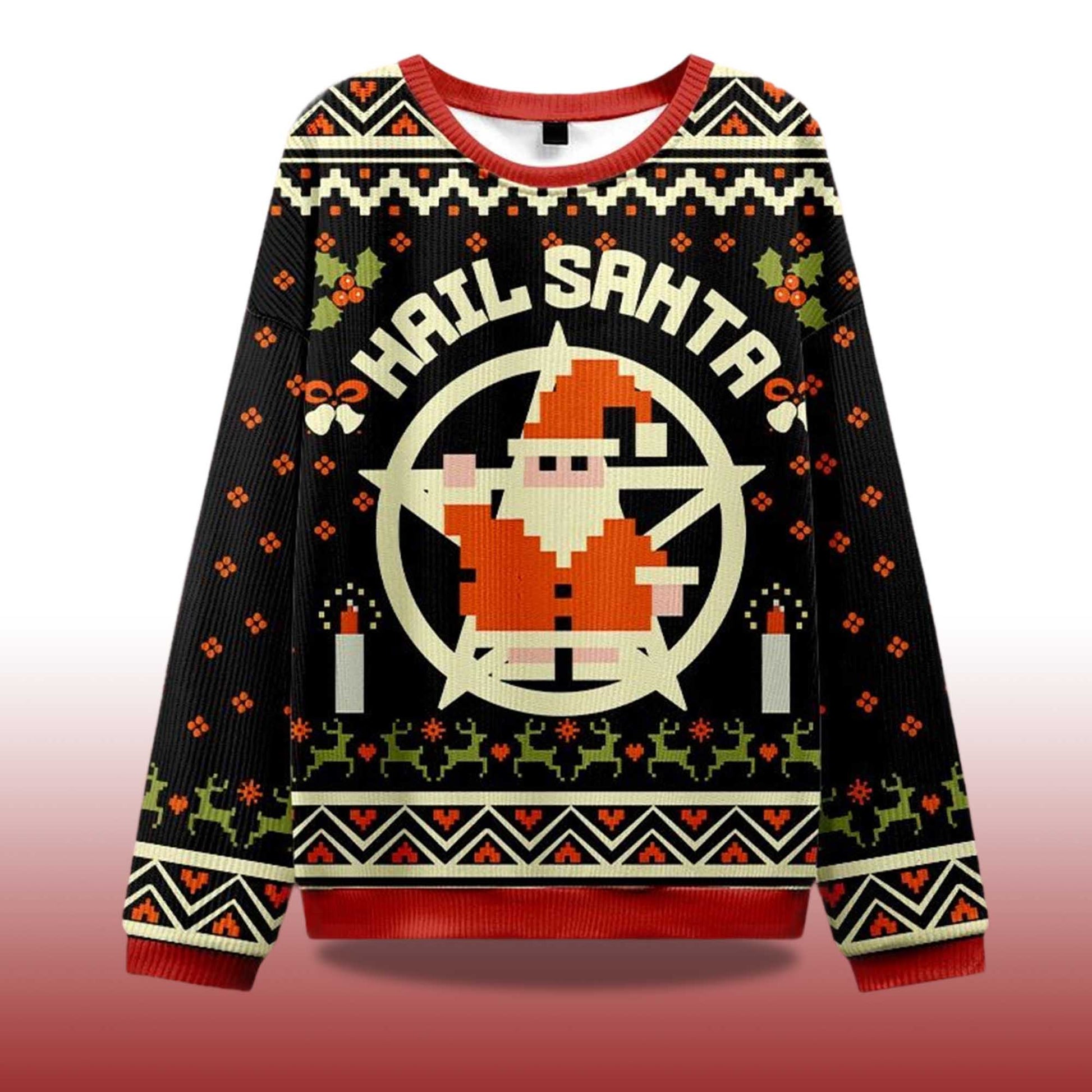 2026 Hail Santa Retro Christmas Ugly Sweater Moonbestprint