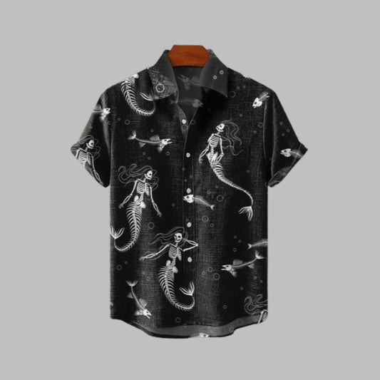 2025 Halloween Mermaid Skull Hawaiian Shirt - Moonbestprint