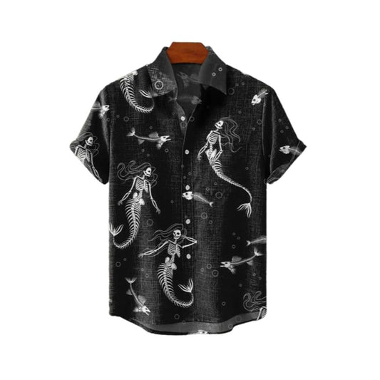 2025 Halloween Mermaid Skull Hawaiian Shirt - Moonbestprint