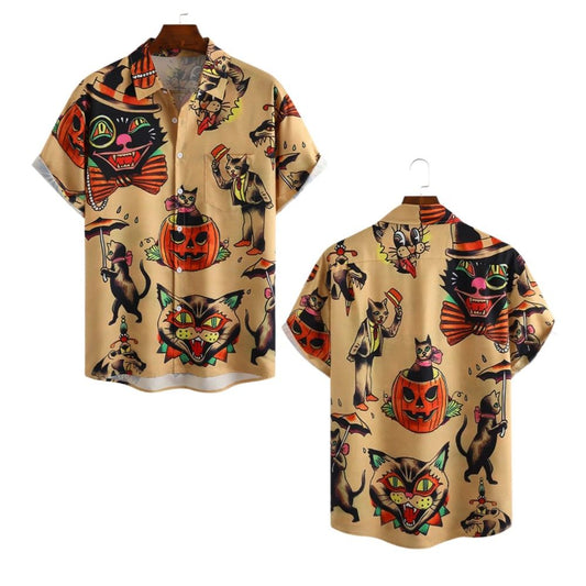 2025 Halloween Pumkin Cat Hawaiian Shirt - Moonbestprint
