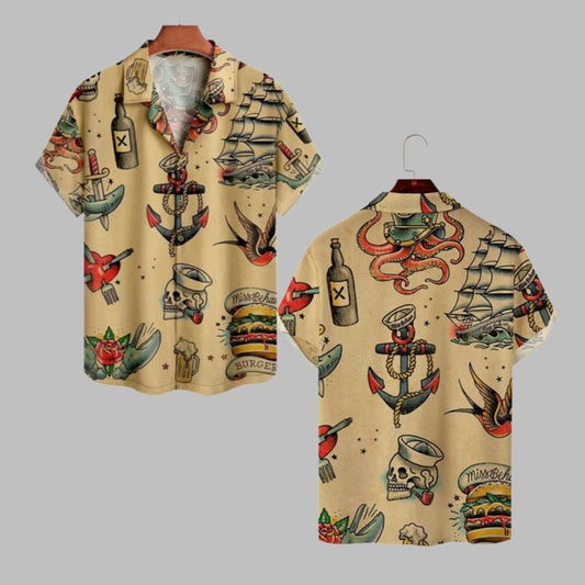 2025 Halloween Skull & Anchor Hawaiian Shirt - Moonbestprint
