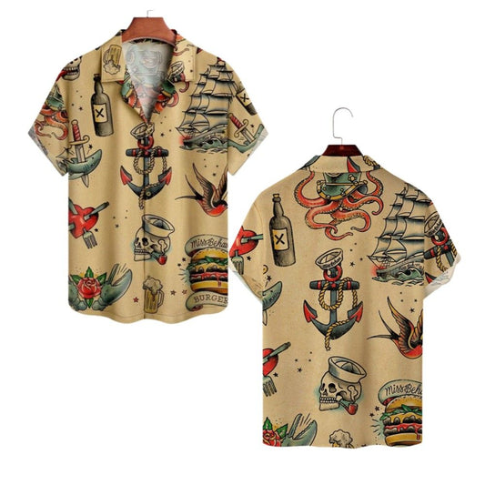 2025 Halloween Skull & Anchor Hawaiian Shirt - Moonbestprint