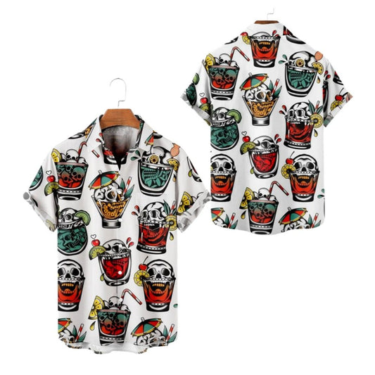 2025 Halloween Skull Drinks Hawaiian Shirt - Moonbestprint