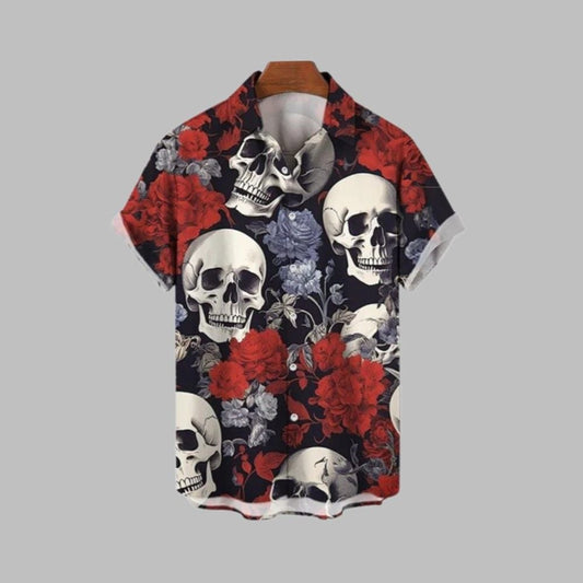 2025 Halloween Skull Flower Hawaiian Shirt - Moonbestprint
