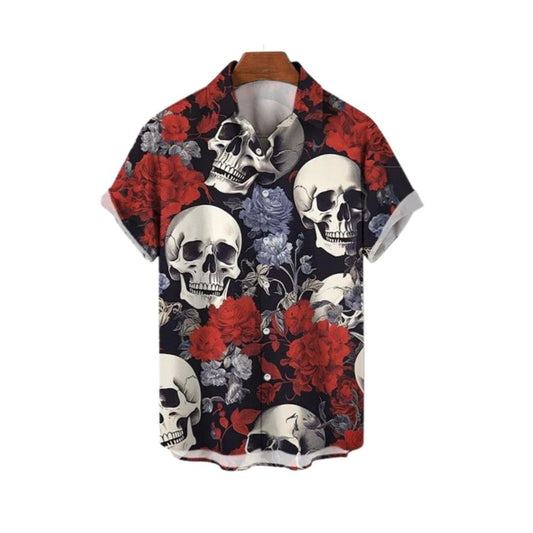 2025 Halloween Skull Flower Hawaiian Shirt - Moonbestprint