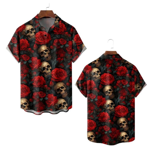2025 Halloween Skull Flowers Hawaiian Shirt - Moonbestprint