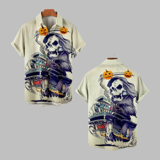 2025 Halloween Skull Pumkin Hawaiian Shirt - Moonbestprint