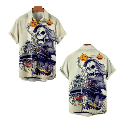 2025 Halloween Skull Pumkin Hawaiian Shirt - Moonbestprint
