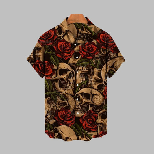 2025 Halloween Skull Roses Hawaiian Shirt - Moonbestprint