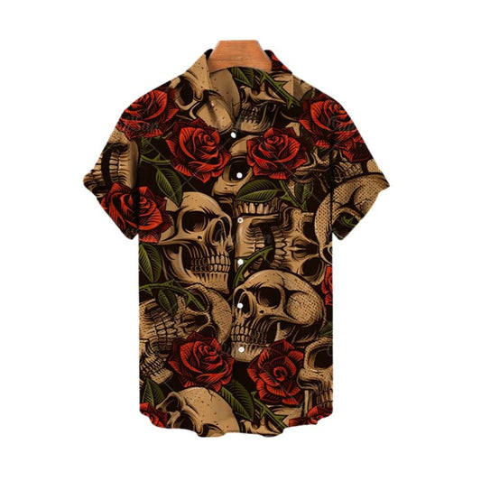 2025 Halloween Skull Roses Hawaiian Shirt - Moonbestprint