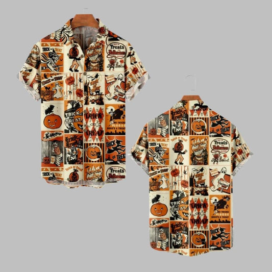 2025 Halloween Vintage Halloween Pumkin Hawaiian Shirt - Moonbestprint