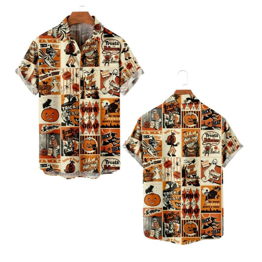 2025 Halloween Vintage Halloween Pumkin Hawaiian Shirt - Moonbestprint