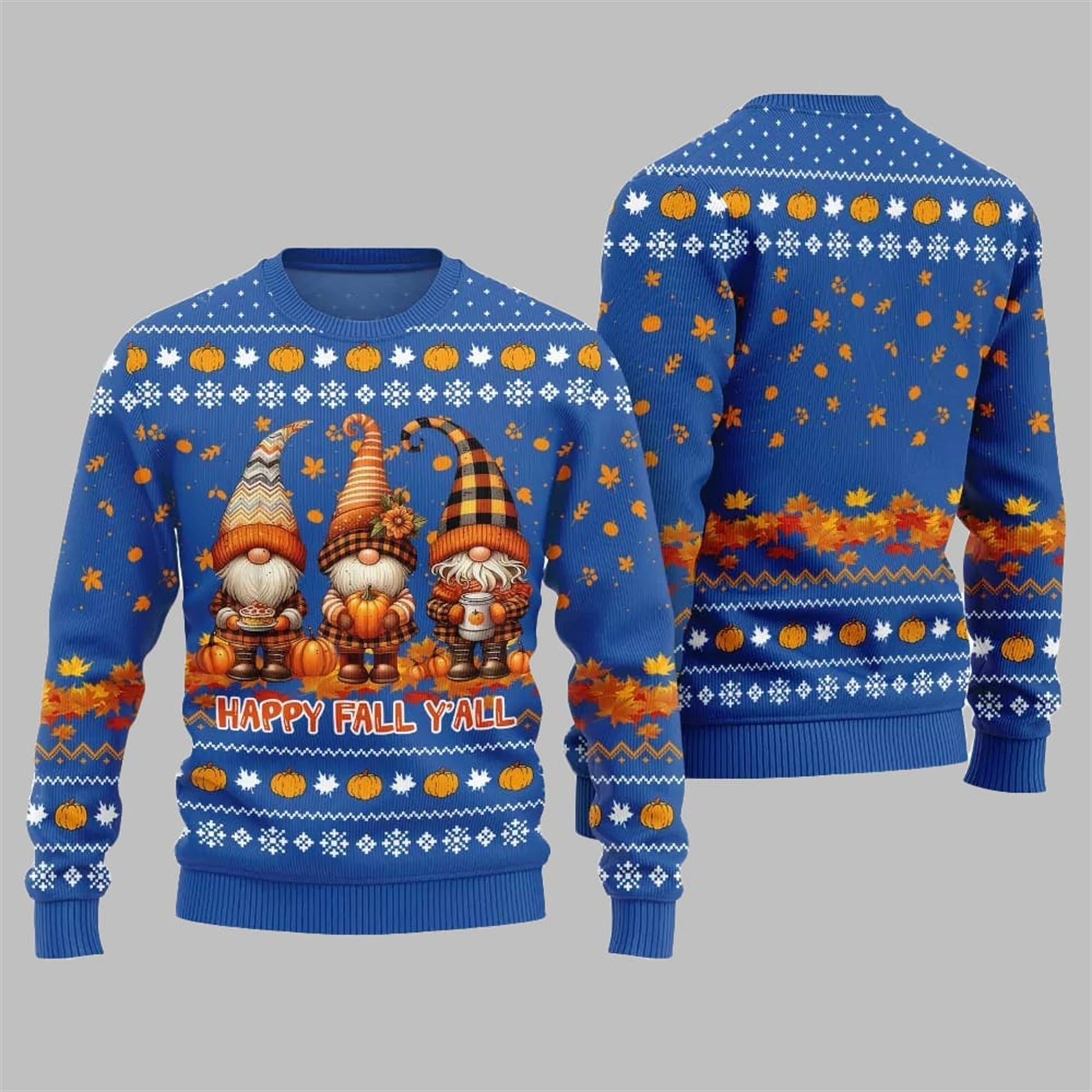 2026 Happy Fall Y'all Gnome Ugly Thanksgiving Sweater - Moonbestprint