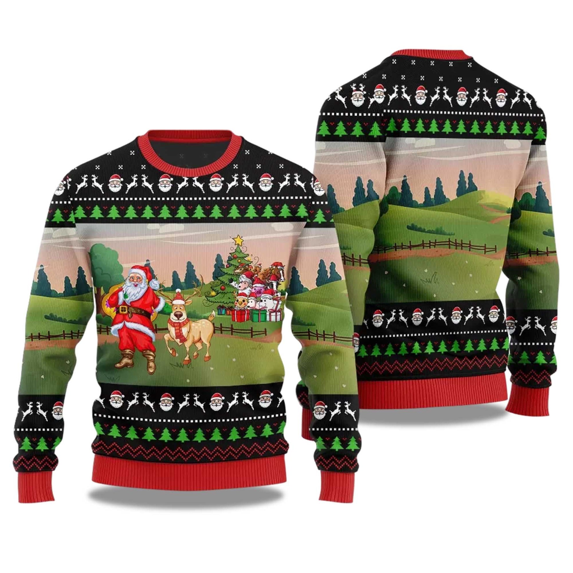 2026 Happy Farm Ugly Christmas Sweater Moonbestprint
