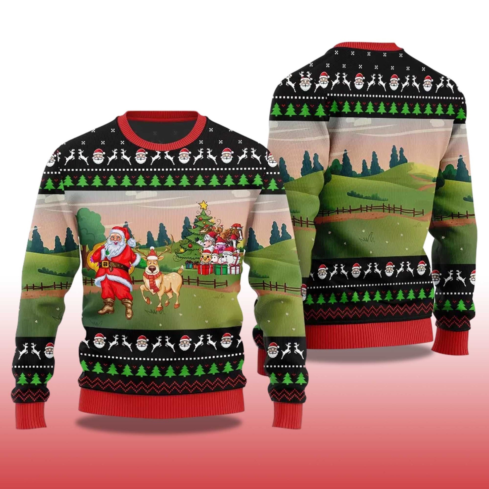 2026 Happy Farm Ugly Christmas Sweater Moonbestprint