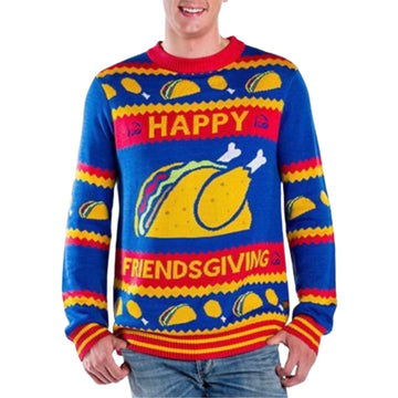 2026 Happy Friendsgiving Taco Chicken Ugly Christmas Sweater Moonbestprint