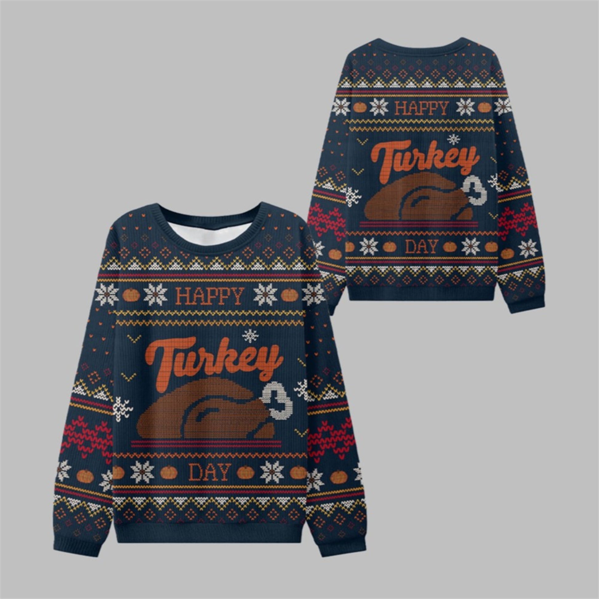 2026 Happy Turkey Day Thanksgiving Ugly Sweater - Moonbestprint