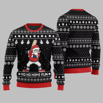 2025 Ho Ho Home Run Funny Baseball Ugly Sweater Christmas-Black – Moonbestprint