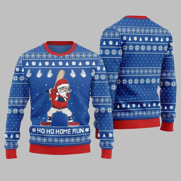 2025 Ho Ho Home Run Funny Baseball Ugly Sweater Christmas-Blue – Moonbestprint