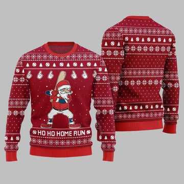 2025 Ho Ho Home Run Funny Baseball Ugly Sweater Christmas-Red – Moonbestprint