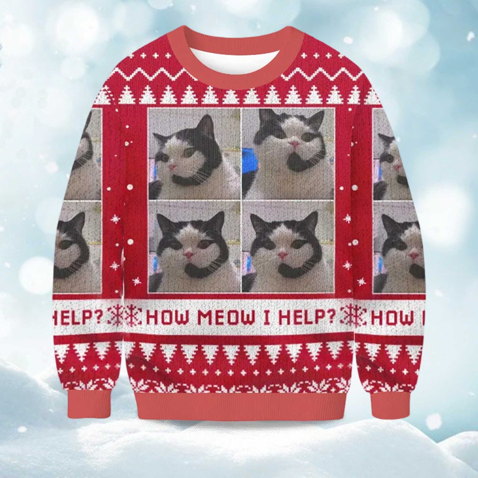 2026 How Meow I Help Christmas Ugly Sweater Moonbestprint