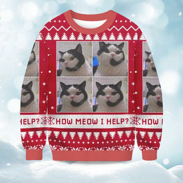 2026 How Meow I Help Christmas Ugly Sweater Moonbestprint