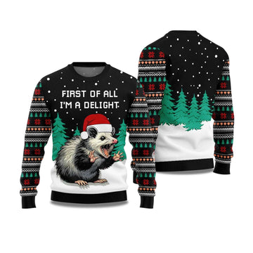 2026 I Am A Delight Opossum Ugly Christmas Sweater Moonbestprint