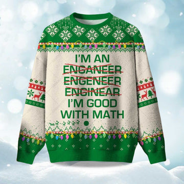 2026 I Am Good With Math Ugly Christmas Sweater Moonbestprint