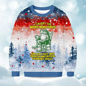 2026 I Caught The Woke Mind Virus Christmas Ugly Sweater Moonbestprint