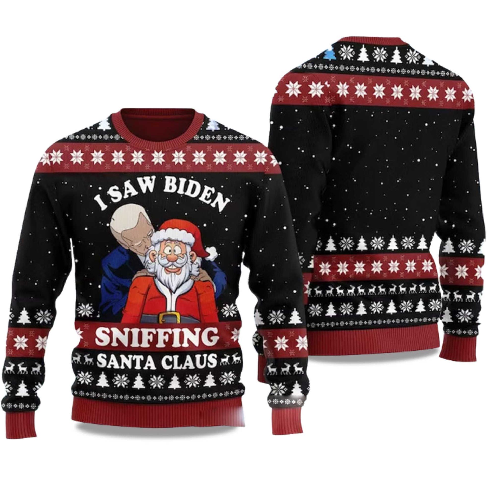 2026 I Saw Biden Sniffing Santa Claus Ugly Christmas Sweater Moonbestprint