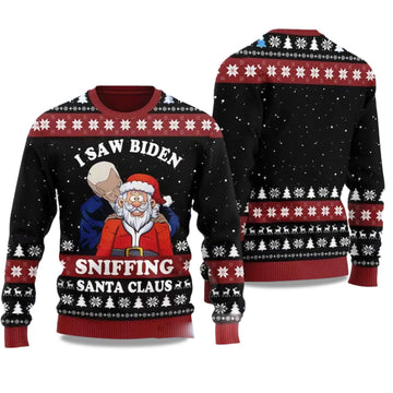 2026 I Saw Biden Sniffing Santa Claus Ugly Christmas Sweater Moonbestprint