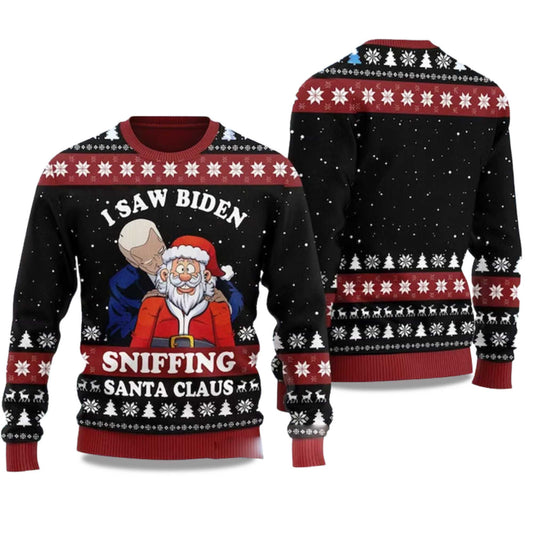 2026 I Saw Biden Sniffing Santa Claus Ugly Christmas Sweater Moonbestprint